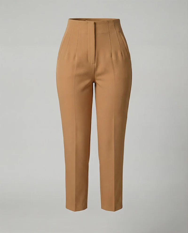 Damen nan hochgeschnittene taillierte Ankle-Hose mit formendem Komfortbund, Bügelfalte und schlanker Zigaretten-Silhouette - Arvani