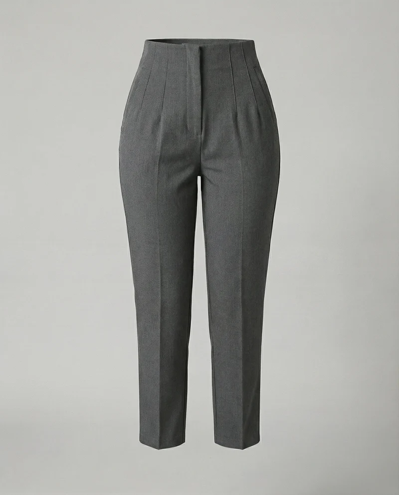 Damen nan hochgeschnittene taillierte Ankle-Hose mit formendem Komfortbund, Bügelfalte und schlanker Zigaretten-Silhouette - Arvani