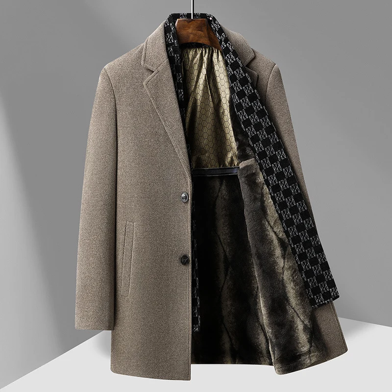 Herren Eleganter Wollmix-Übermantel mit herausnehmbarer gesteppter Innenjacke Nord Taschen