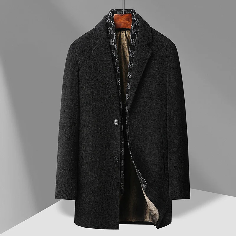 Herren Eleganter Wollmix-Übermantel mit herausnehmbarer gesteppter Innenjacke Nord Taschen