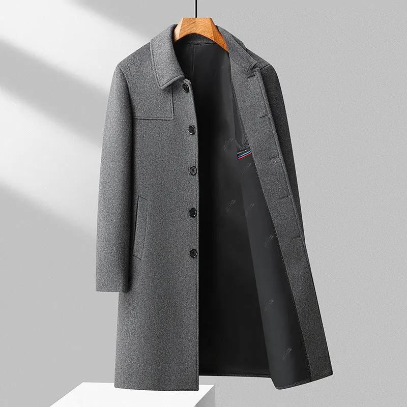 Herren Eleganter Langmantel aus Wollmix mit klassischem Kragen Nord Taschen
