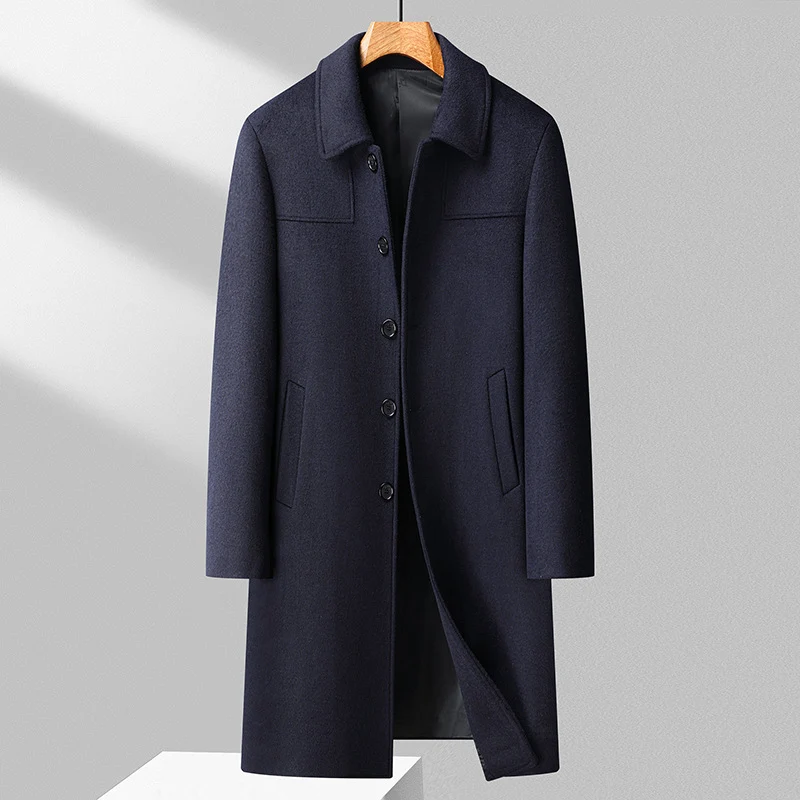 Herren Eleganter Langmantel aus Wollmix mit klassischem Kragen Nord Taschen