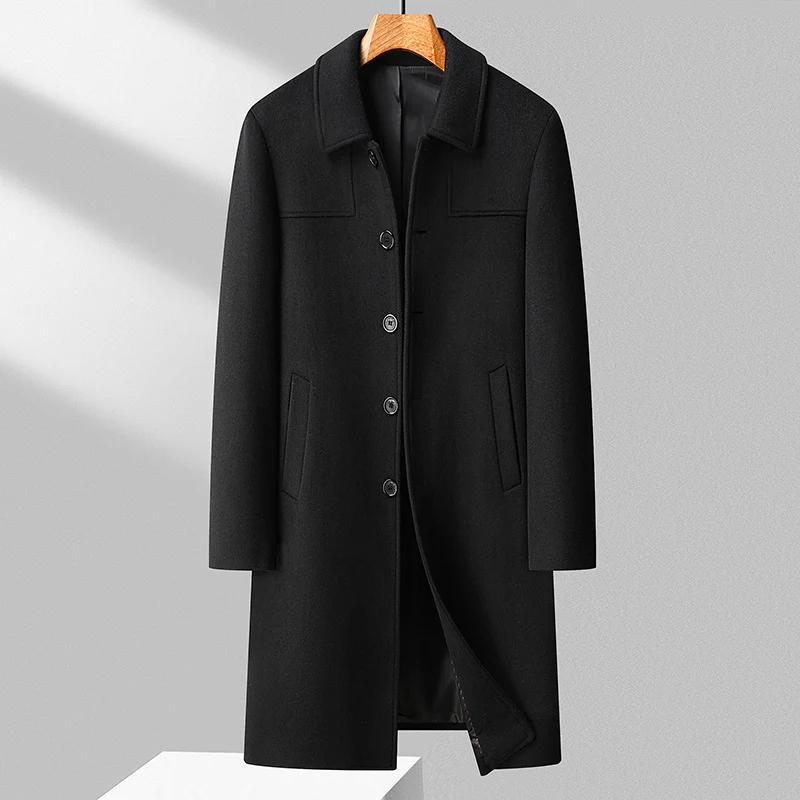 Herren Eleganter Langmantel aus Wollmix mit klassischem Kragen Nord Taschen