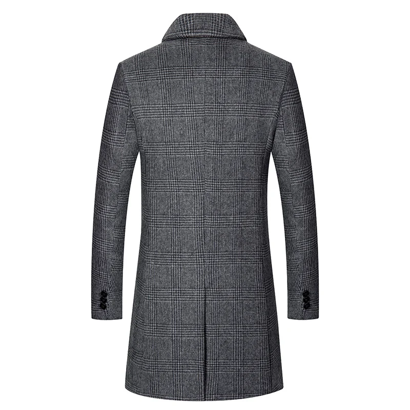 Herren Eleganter Karierter City-Übermantel aus Wollmix mit gesteppter Innenfütterung Nord Taschen