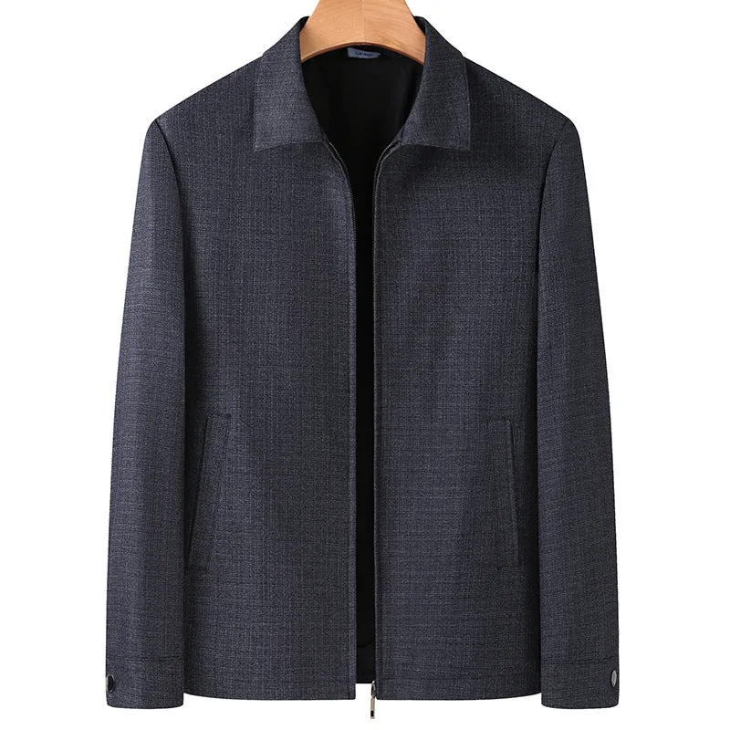 Herren Elegante Übergangsjacke im Blouson-Stil aus strukturierter Wollmischung mit verdecktem Reißverschluss Nord Taschen