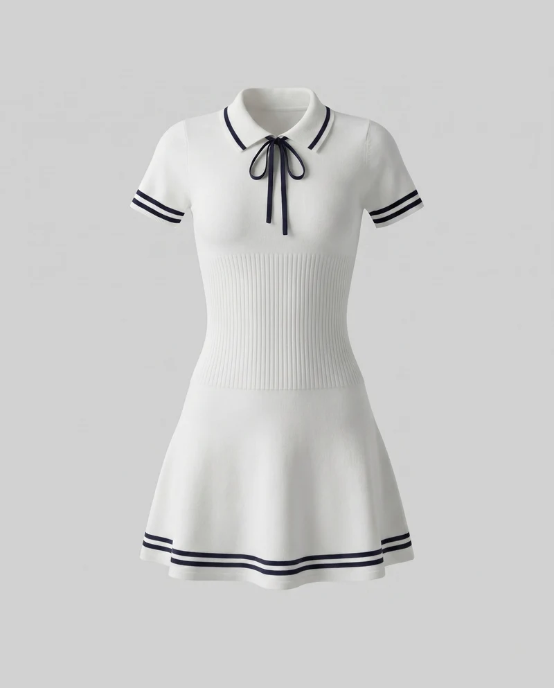 Damen sportliches Polo-Kleid mit schickem Kragen und Streifen von Nord Taschen