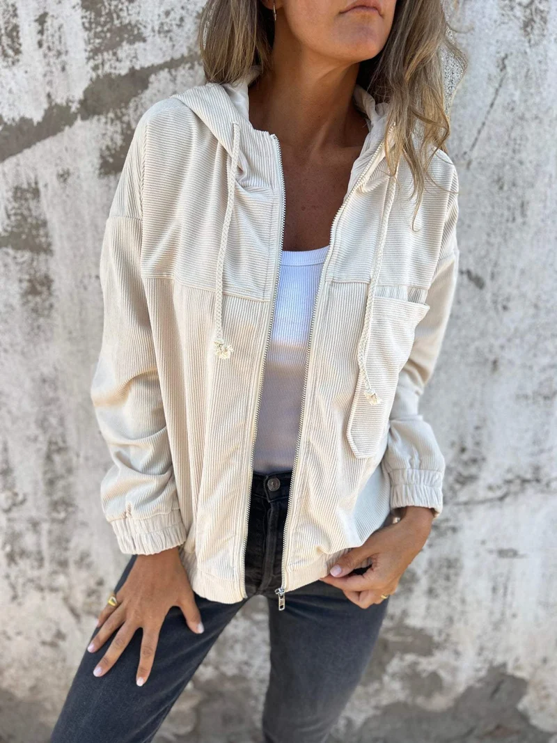 Übergangsjacke Cord mit Kapuze und Reißverschluss - Vittorelli