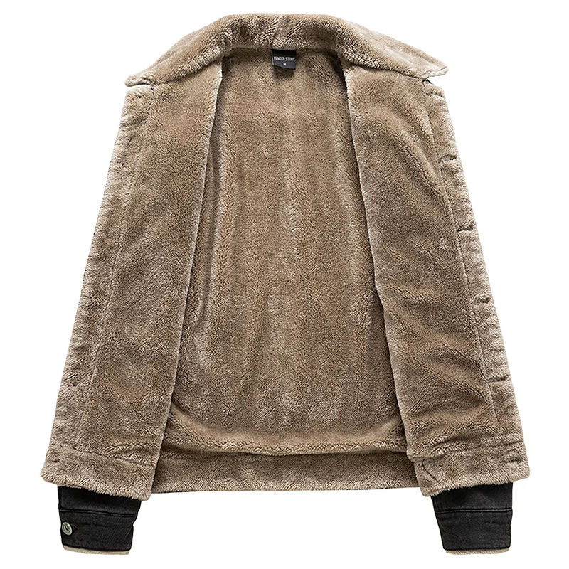 Herren Jeansjacke mit Teddyfutter und Vintage-Waschung Nord Taschen