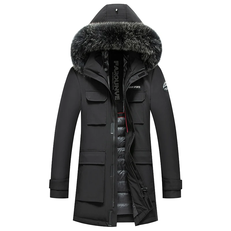 Herren Wasserabweisender Thermo-Parka mit Kapuze und abnehmbarem Kunstfellbesatz Nord Taschen