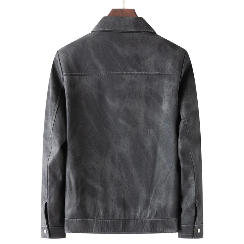 Herren Velourslederoptik-Truckerjacke mit Hemdkragen und Pattentaschen Nord Taschen