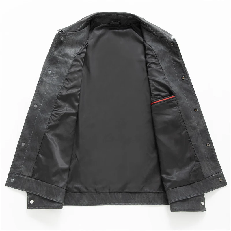 Herren Velourslederoptik-Truckerjacke mit Hemdkragen und Pattentaschen Nord Taschen