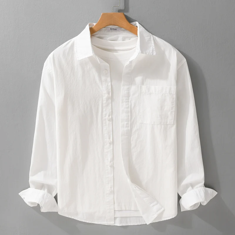 Herren Relaxed-Fit Baumwoll-Overshirt mit Kentkragen und Brusttasche Nord Taschen