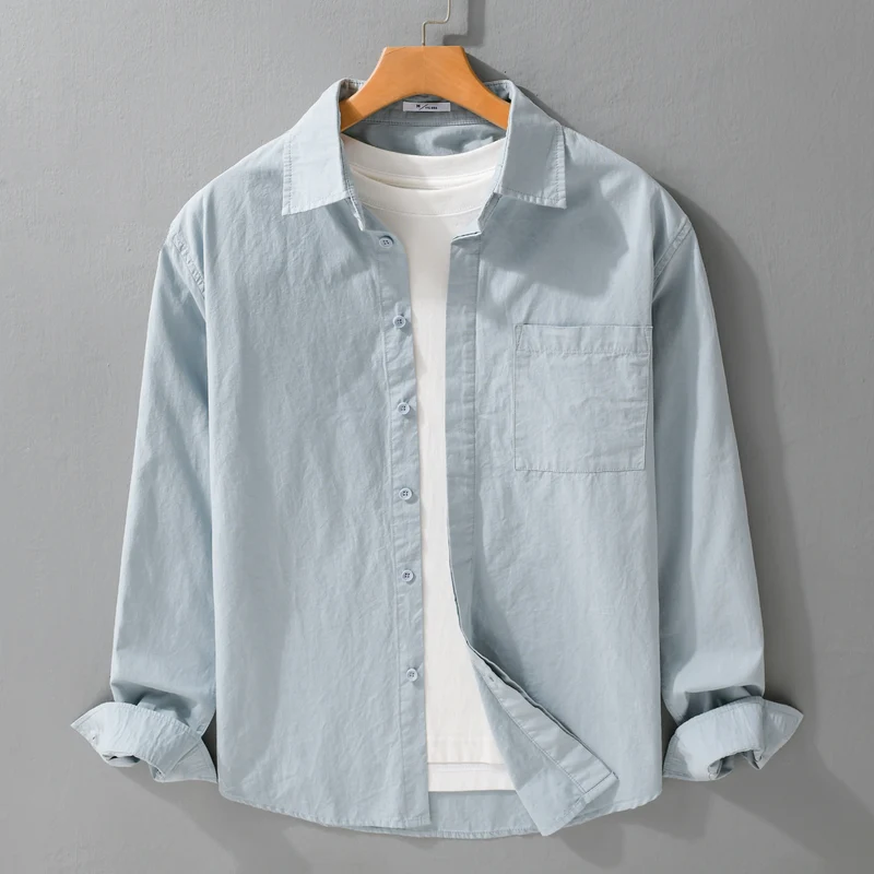 Herren Relaxed-Fit Baumwoll-Overshirt mit Kentkragen und Brusttasche Nord Taschen