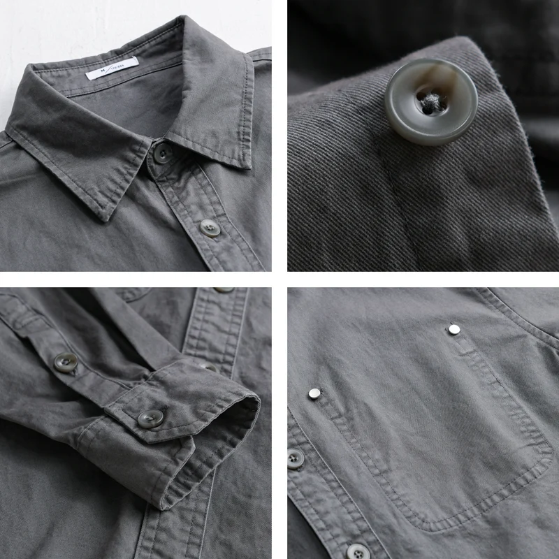 Herren Relaxed-Fit Baumwoll-Overshirt-Jacke mit Doppelbrusttaschen und Kentkragen Nord Taschen