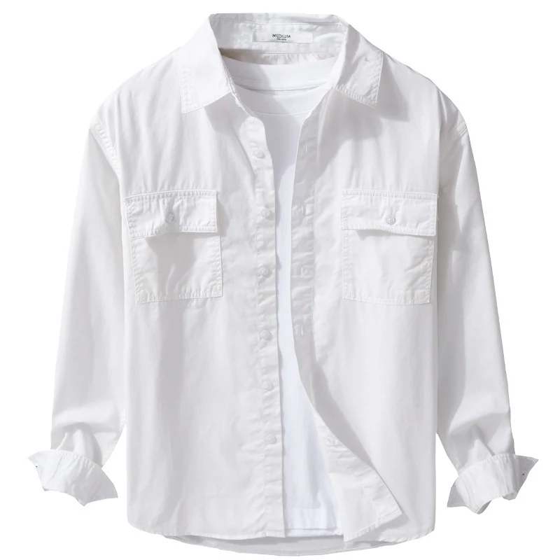 Herren Pflegeleichtes Baumwoll-Utility-Overshirt mit Doppel‑Brusttaschen und entspanntem Saum Nord Taschen