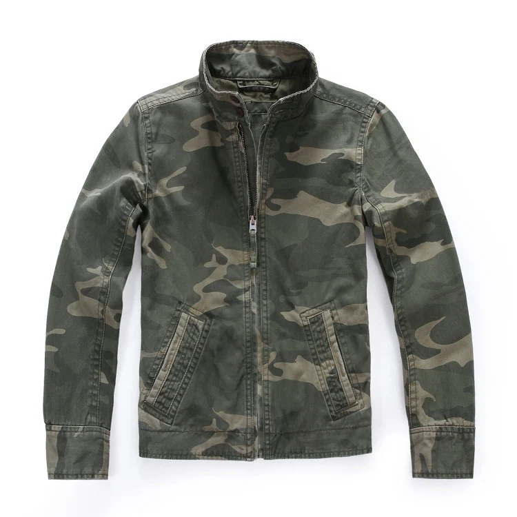Herren leichte Baumwoll-Twill Feldjacke mit Stehkragen und Reißverschluss Nord Taschen