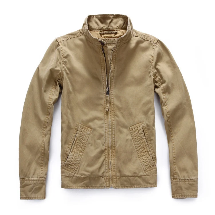 Herren leichte Baumwoll-Twill Feldjacke mit Stehkragen und Reißverschluss Nord Taschen