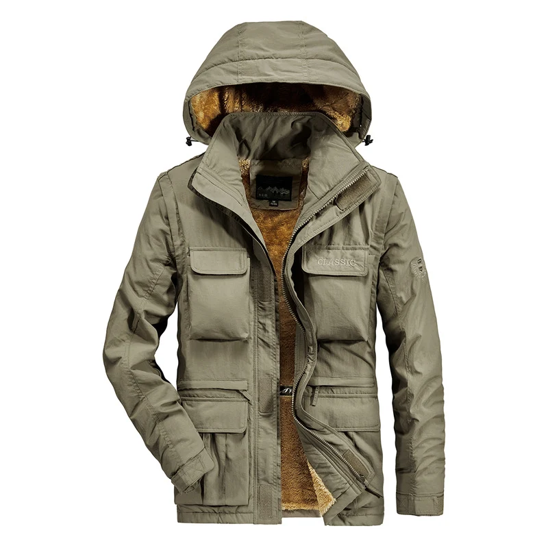 Herren Thermischer Kapuzen-Parka im Utility-Design mit Teddyfutter und Mehrfachtaschen Nord Taschen
