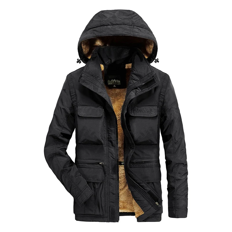 Herren Thermischer Kapuzen-Parka im Utility-Design mit Teddyfutter und Mehrfachtaschen Nord Taschen