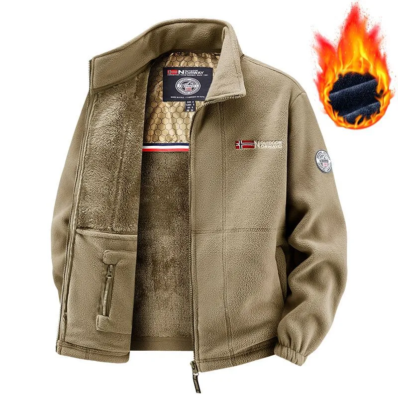 Herren Thermische Kapuzen-Fleecejacke mit doppelter Teddy-Innenlage und durchgehendem Reißverschluss Nord Taschen
