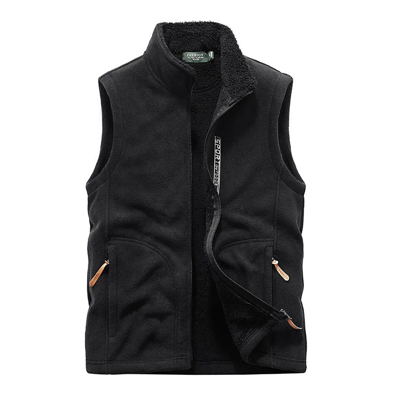 Herren Teddyfleece-Weste mit Sherpa-Innenfutter, Stehkragen und Reißverschlusstaschen Nord Taschen