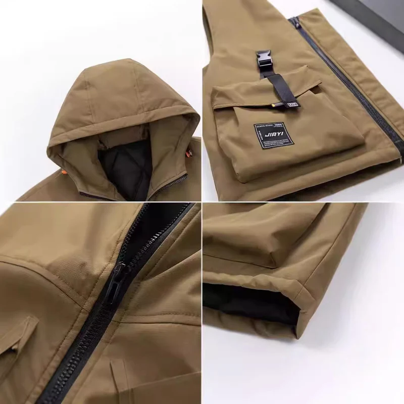 Herren Technische Outdoor-Weste mit Kapuze, gesteppter Isolierung und multifunktionalen Cargo-Taschen Nord Taschen