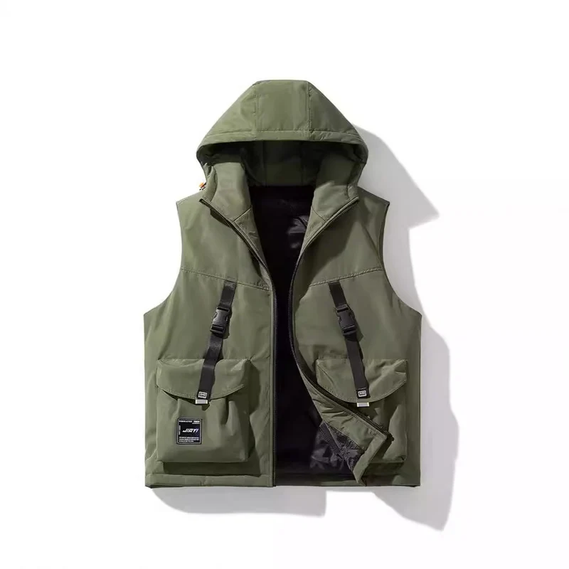Herren Technische Outdoor-Weste mit Kapuze, gesteppter Isolierung und multifunktionalen Cargo-Taschen Nord Taschen