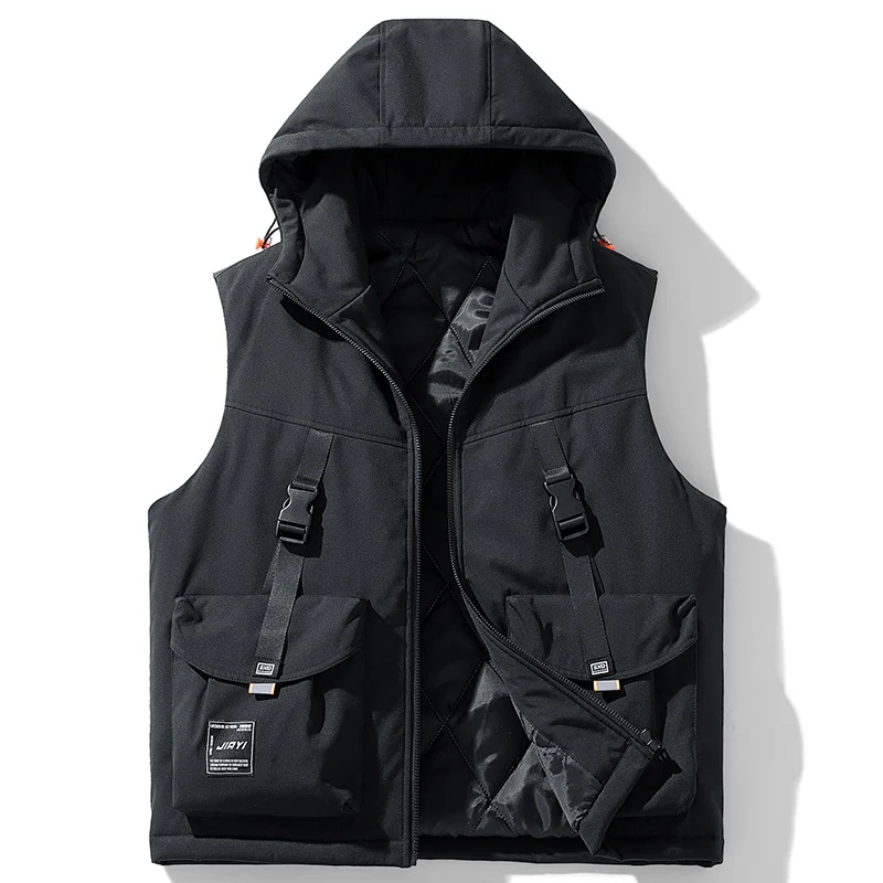 Herren Technische Outdoor-Weste mit Kapuze, gesteppter Isolierung und multifunktionalen Cargo-Taschen Nord Taschen