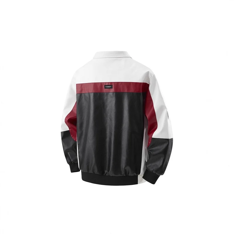 Herren Colorblock Kunstleder-Bomberjacke mit Stehkragen und beidseitigem Reißverschluss Nord Taschen