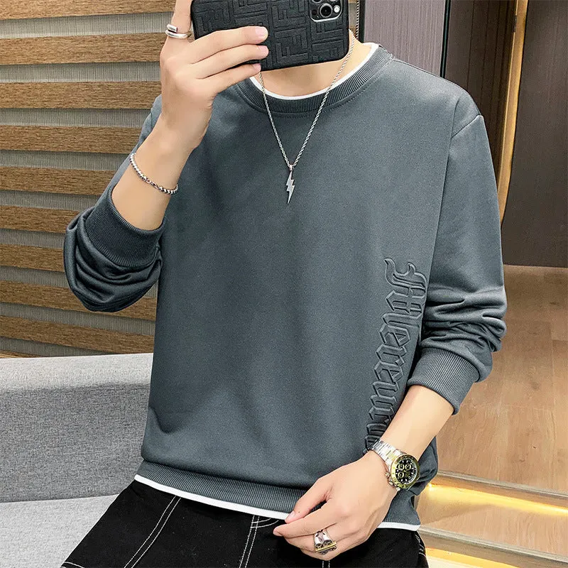 Herren Casual‑Sweatshirt mit seitlicher 3D‑Prägung, Rundhalsausschnitt und Rippbündchen Nord Taschen