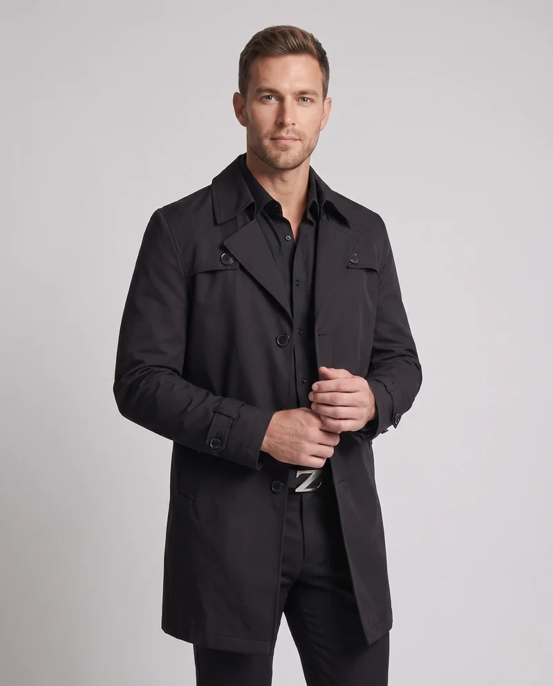Herren gefütterter Trenchcoat mit wärmendem Fleece-Futter und taillierter Passform