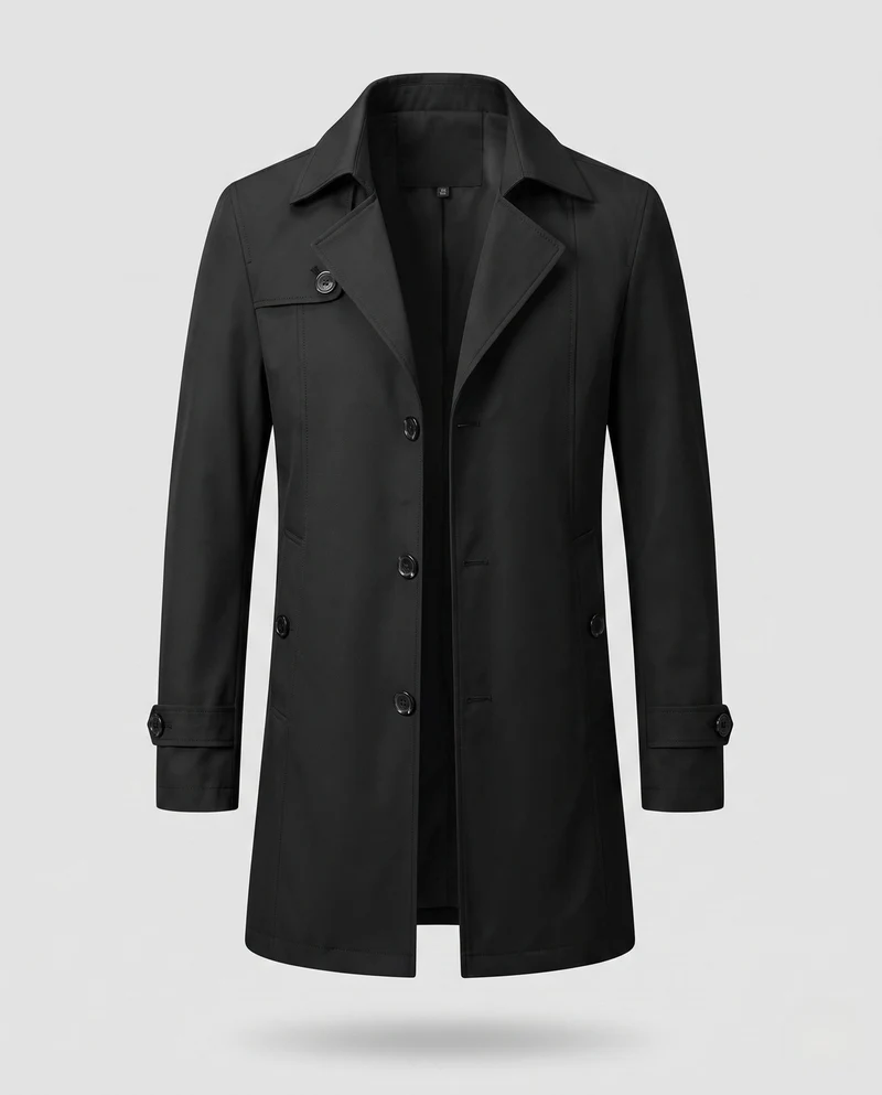 Herren gefütterter Trenchcoat mit wärmendem Fleece-Futter und taillierter Passform