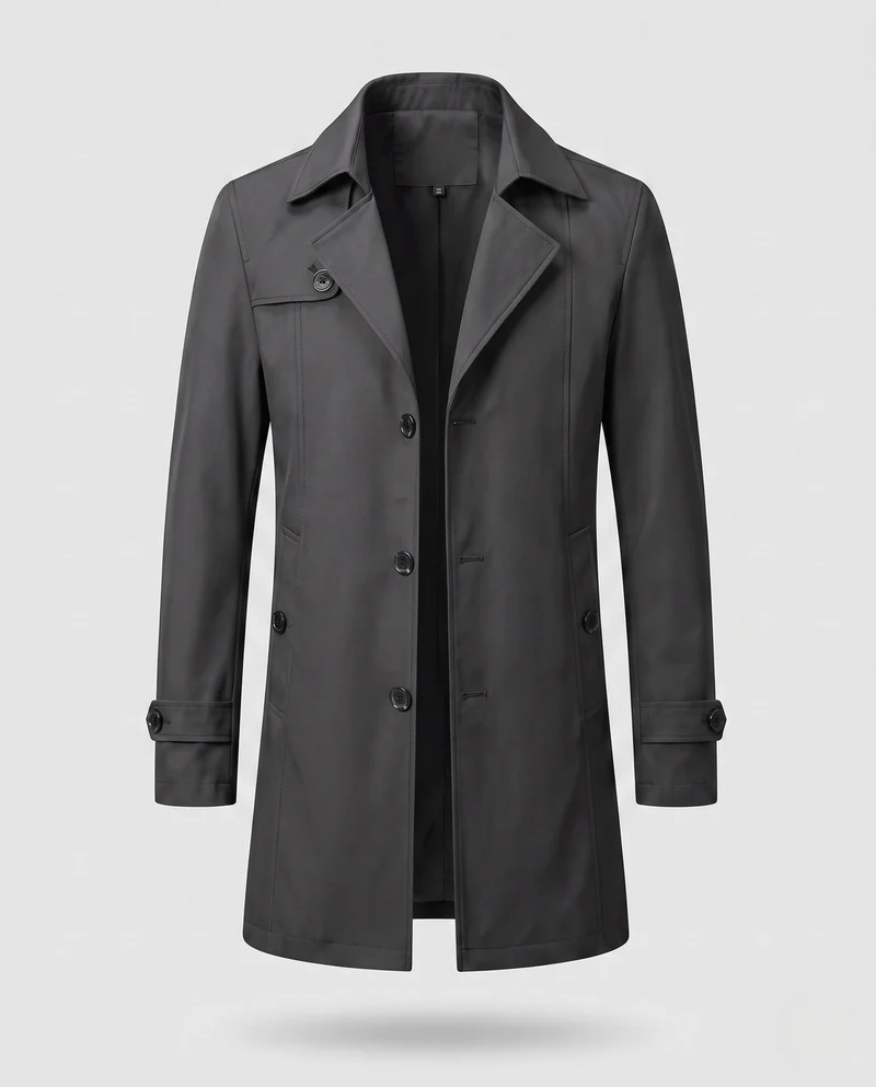 Herren gefütterter Trenchcoat mit wärmendem Fleece-Futter und taillierter Passform