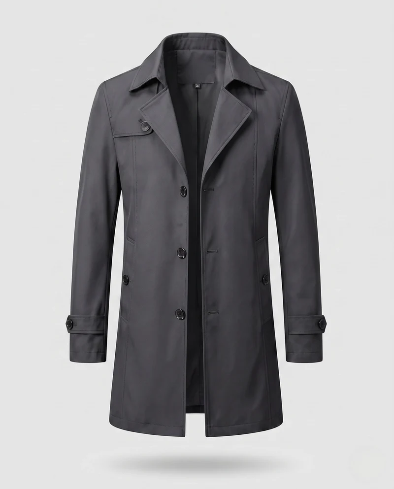 Herren gefütterter Trenchcoat mit wärmendem Fleece-Futter und taillierter Passform