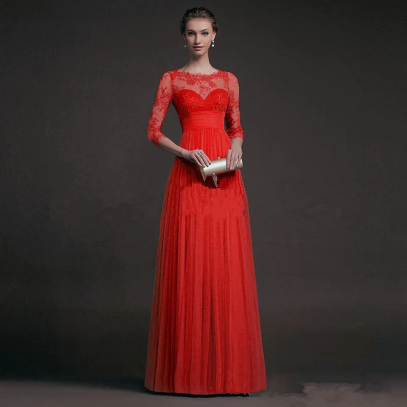 Damen Elegantes Abendkleid mit transparenter Spitze und schickem Rock Nord Taschen