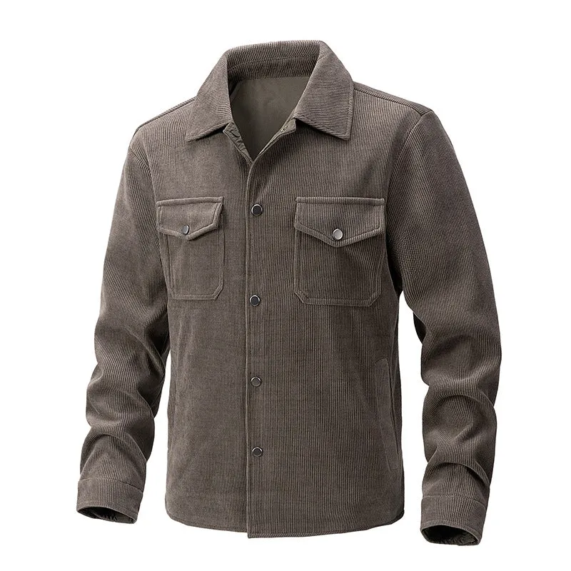 Herren Cordjacke mit Kentkragen, Brusttaschen und Druckknopfverschluss Nord Taschen