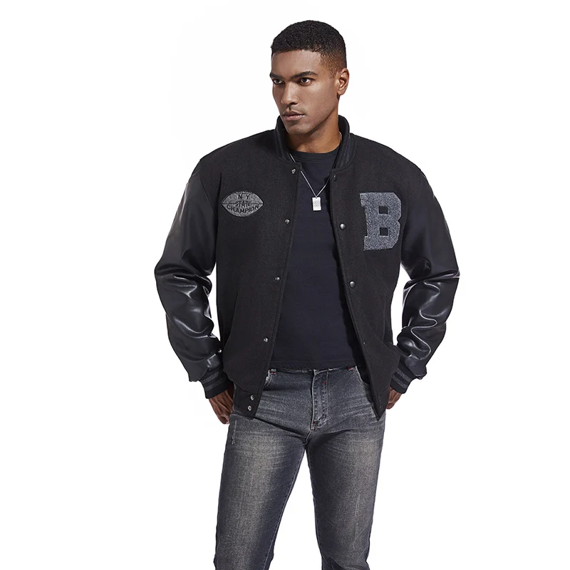 Herren Collegejacke aus Wollmix mit verstärkten Lederärmeln Nord Taschen