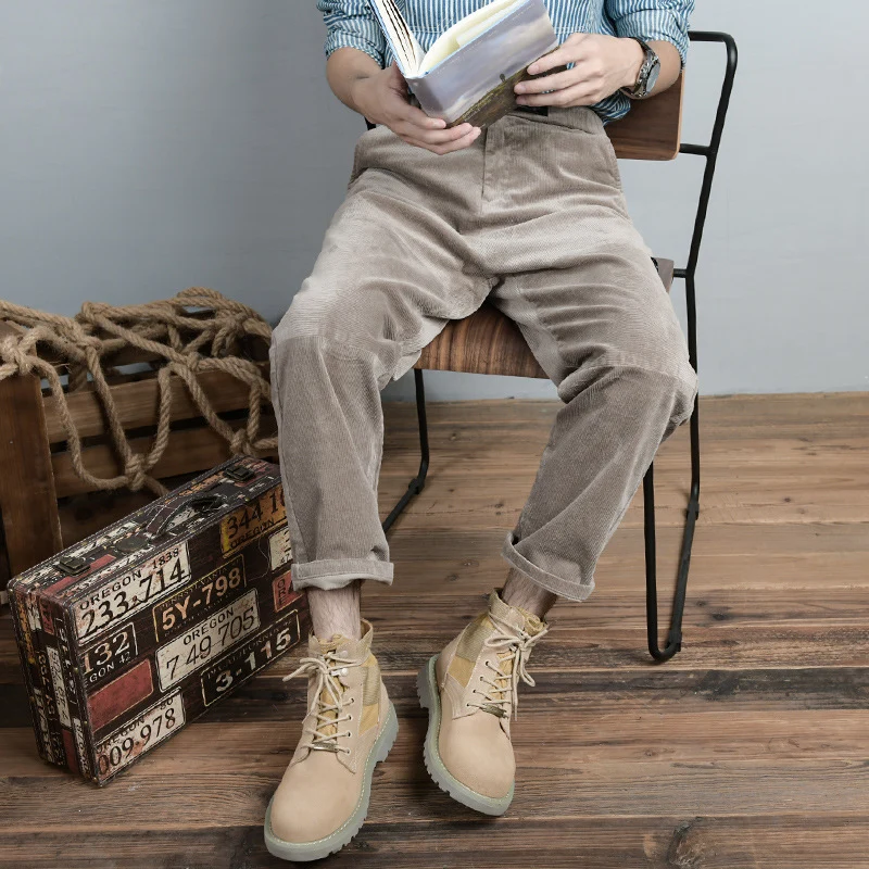 Herren Wildleder-Textil Combat-Boots mit profilierter Gummisohle Nord Taschen