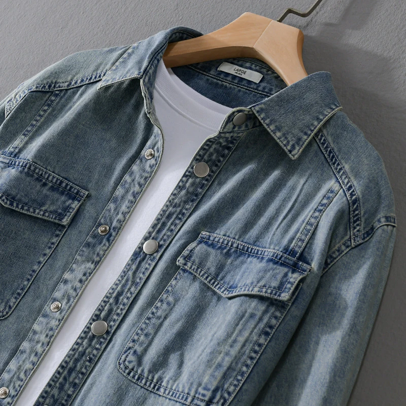 Herren lässiges Oversize Jeanshemd Nord Taschen