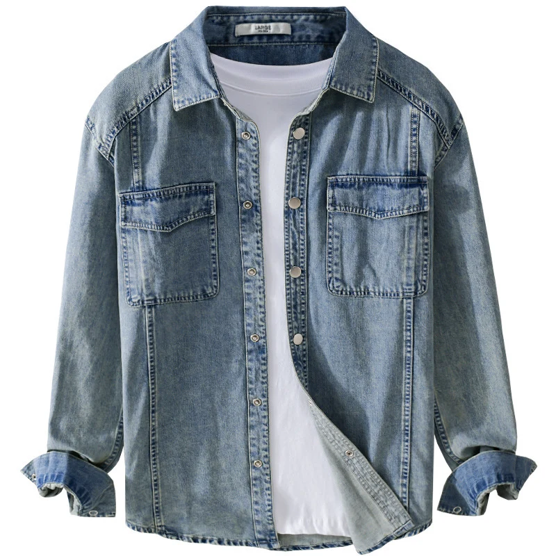 Herren lässiges Oversize Jeanshemd Nord Taschen