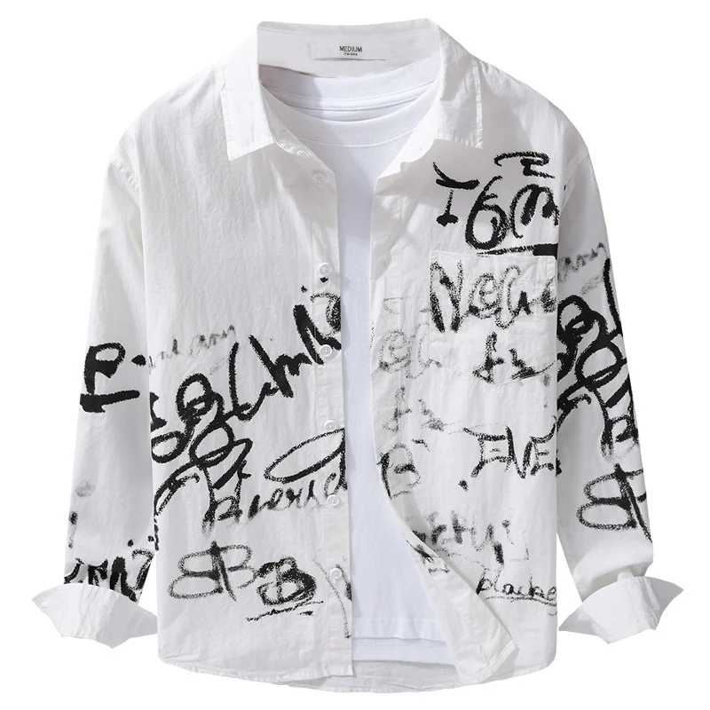 Herren Lässiges Overshirt mit grafischem Scribble-Print und Brusttasche Nord Taschen