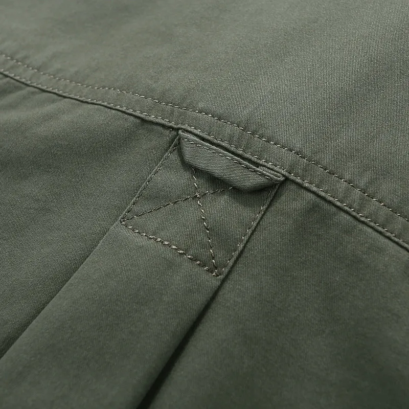 Herren Langarm-Canvas-Hemd im Utility‑Stil mit Brusttaschen und Stehkragen Nord Taschen
