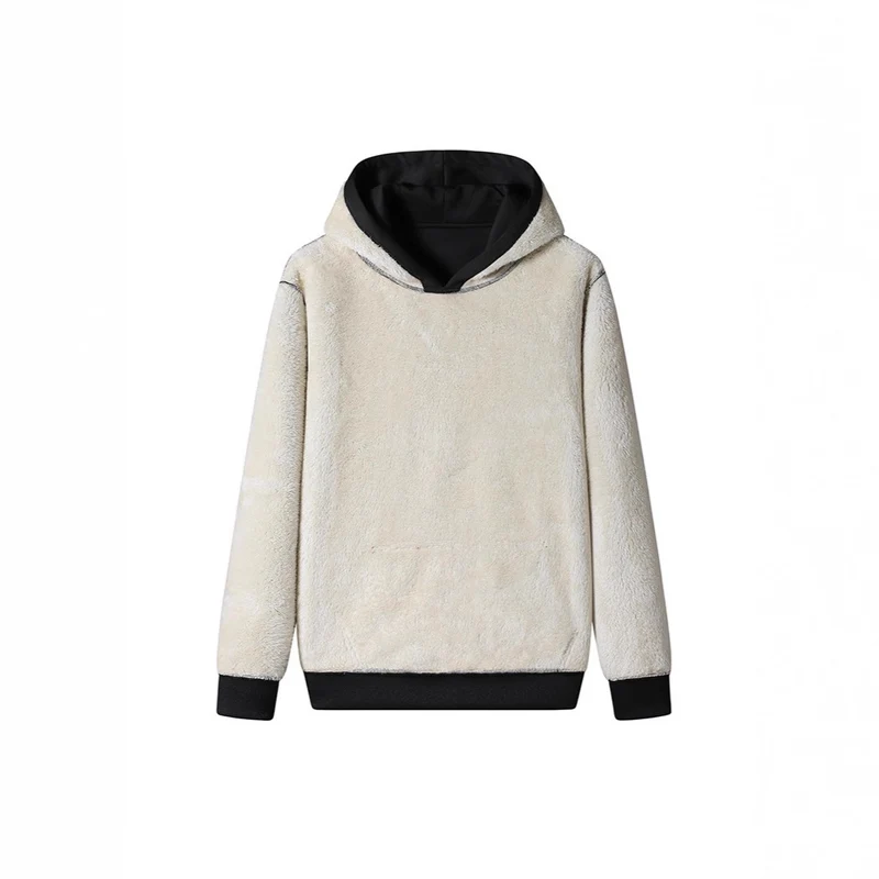 Herren Kuscheliger Teddyfleece-Kapuzenpullover mit Sherpa-Futter und Kängurutasche Nord Taschen