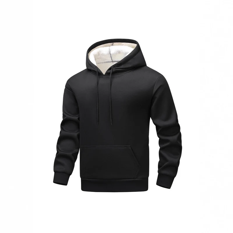 Herren Kuscheliger Teddyfleece-Kapuzenpullover mit Sherpa-Futter und Kängurutasche Nord Taschen