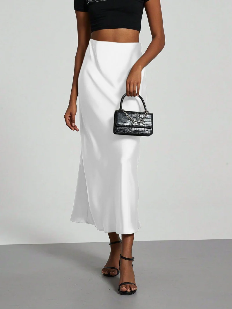 Damen Elegante und fließende Satin Maxiröcke