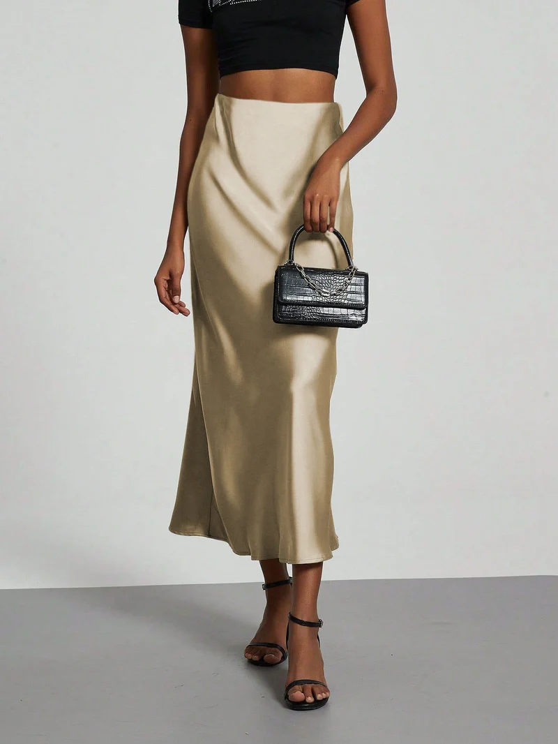 Damen Elegante und fließende Satin Maxiröcke