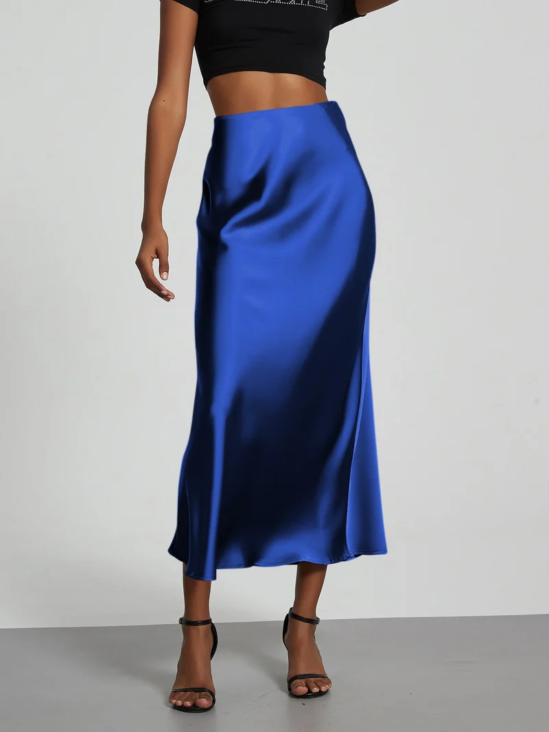 Damen Elegante und fließende Satin Maxiröcke