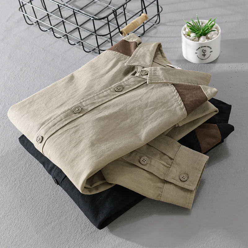 Herren Overshirt mit Kontrastpasse und lockerem Schnitt aus Baumwollmix Nord Taschen