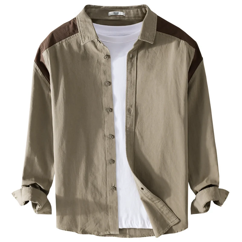 Herren Overshirt mit Kontrastpasse und lockerem Schnitt aus Baumwollmix Nord Taschen