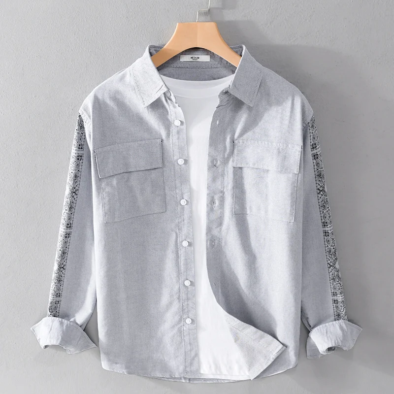 Herren Overshirt mit Bandana-Ärmeln, Brustklappen und relaxed Fit Nord Taschen